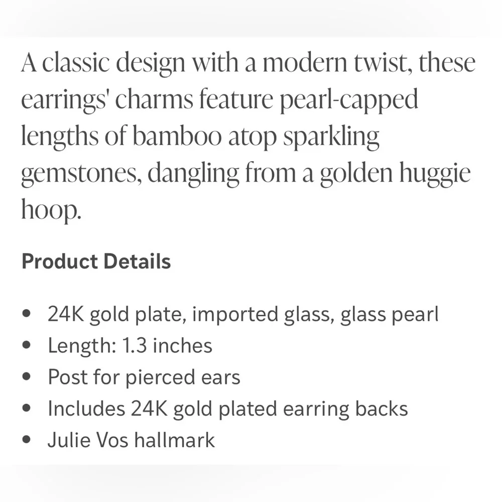 Julie Vos • Bamboo Hoop & Charm Earrings | Clear Iridescent ⭐️⭐️⭐️⭐️⭐️